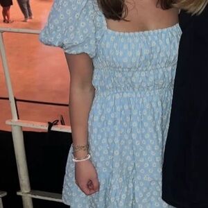 Olivaceous Sky Blue Smocked Dress